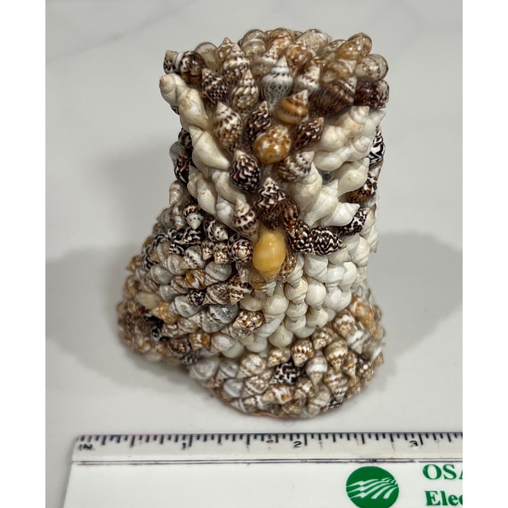Vintage Seashell Owl Figurine Handcrafted Shell Art Made in Philippines 3.25in - Picture 5 of 9